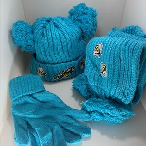 Blue Kids Winter Hat, Scarf, and Gloves Set